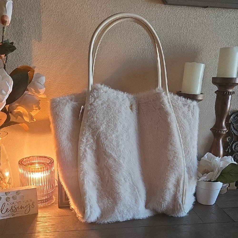 Victoria's Secret Plush Faux Fur Tote Bag in Cream - Women Bags - Picture 2 of 6